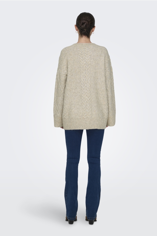 JDYSILJA L/S LONG CABLE PULLOV. KNT 15330701 OATMEAL