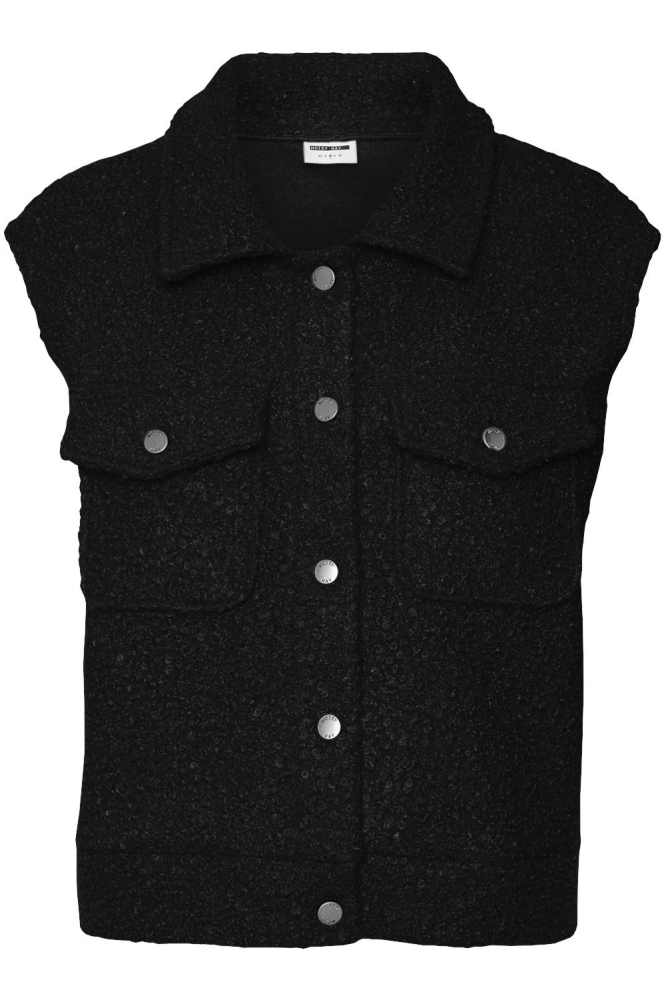 NMHINNY S/L BOUCLE VEST 27023741 BLACK/DARK METAL