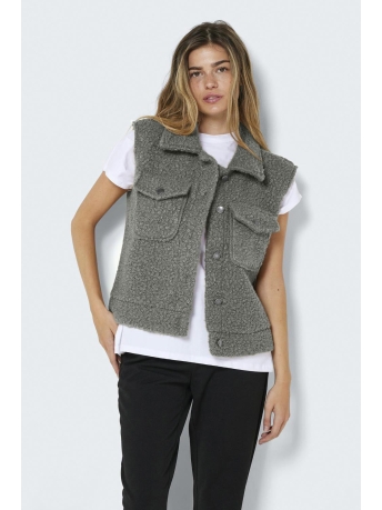 Noisy may Vest NMHINNY S/L BOUCLE VEST 27023741 Charcoal Gray/DARK METAL