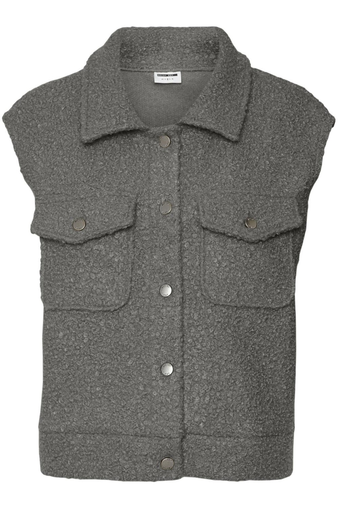 NMHINNY S/L BOUCLE VEST 27023741 Charcoal Gray/DARK METAL