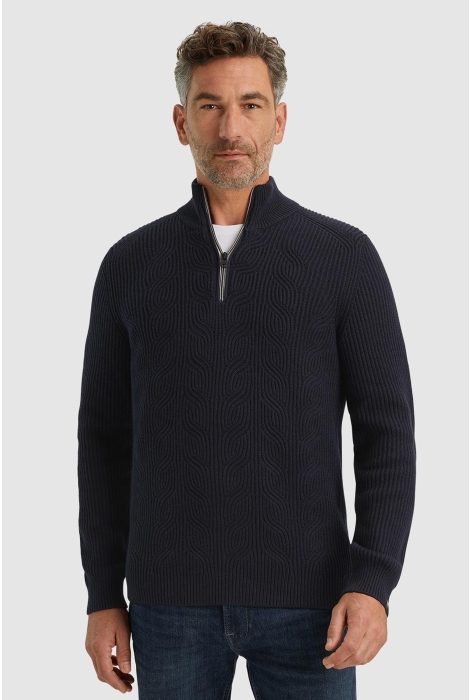 Vanguard half zip collar cotton blend wool