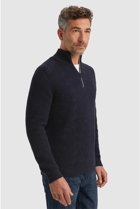 Vanguard half zip collar cotton blend wool