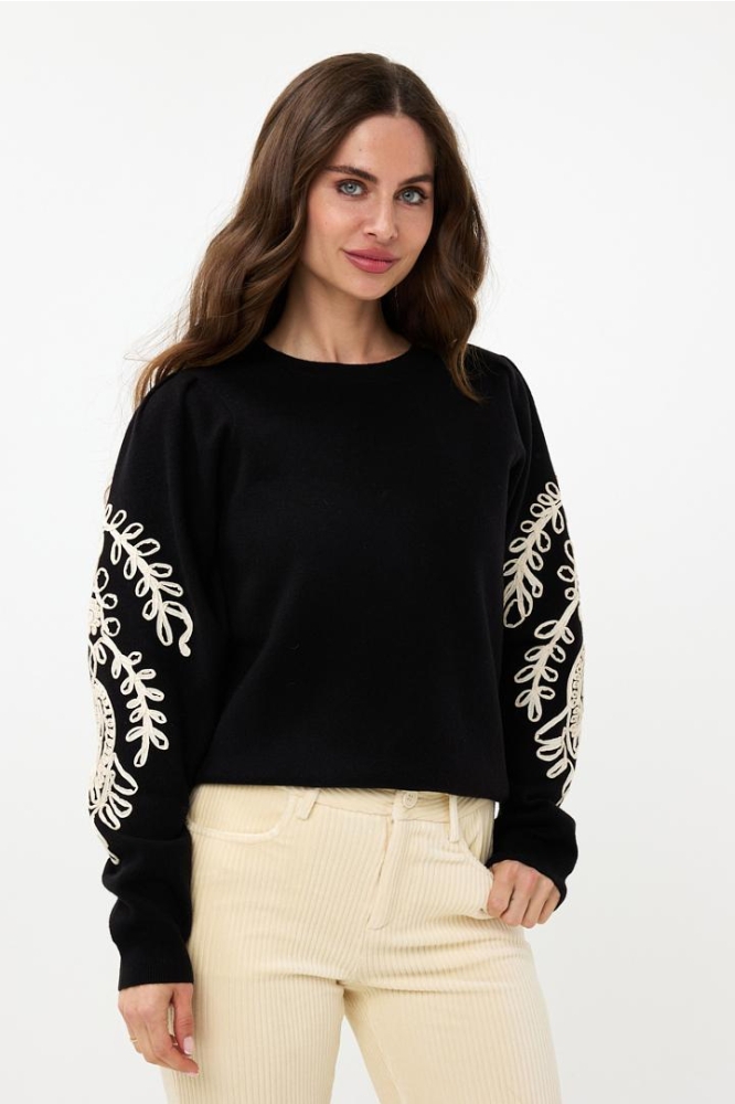 SWEATER TAPE EMBROIDERY F24 07510 000 black