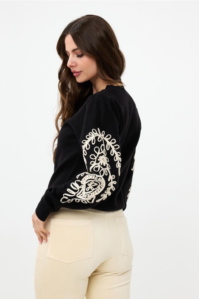 SWEATER TAPE EMBROIDERY F24 07510 000 black