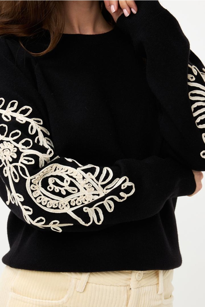 SWEATER TAPE EMBROIDERY F24 07510 000 black