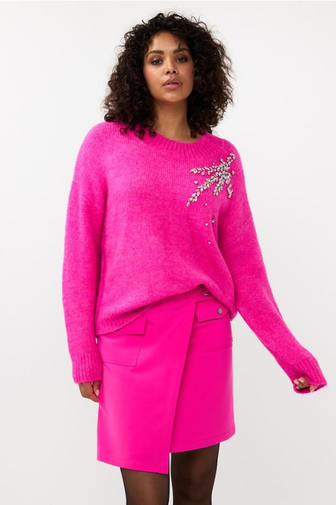 SWEATER BIG STONES F24 27505 521 cerise pink