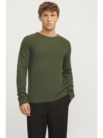 Jack & Jones Trui JJPANNEL KNIT CREW NECK AW24 12258471 KOMBU GREEN