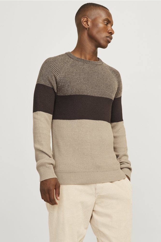 JJPANNEL KNIT CREW NECK AW24 12258471 CROCKERY/BLOCKING