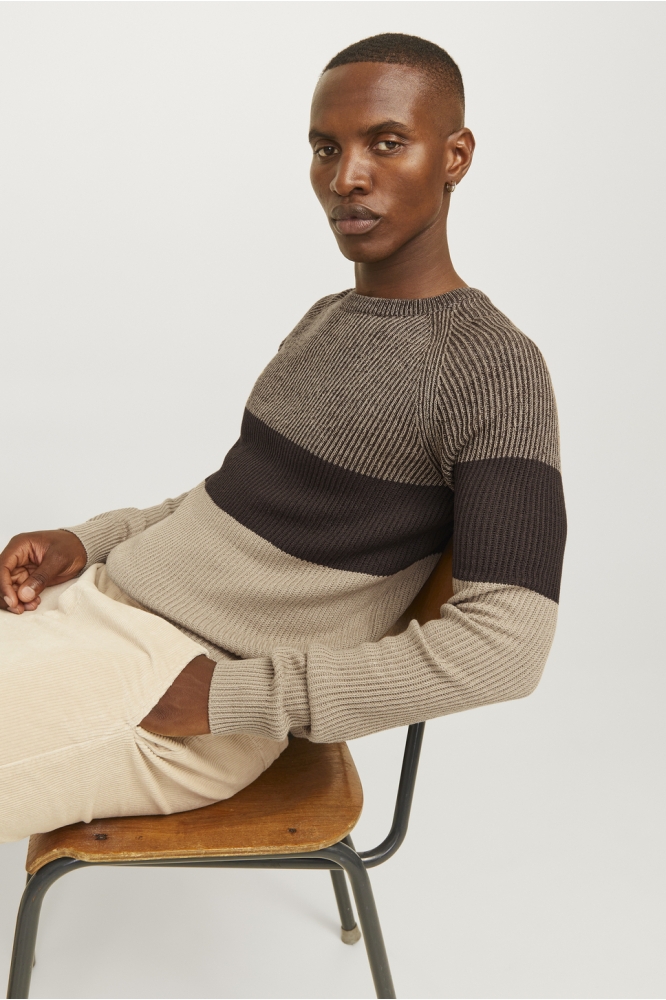 JJPANNEL KNIT CREW NECK AW24 12258471 CROCKERY/BLOCKING