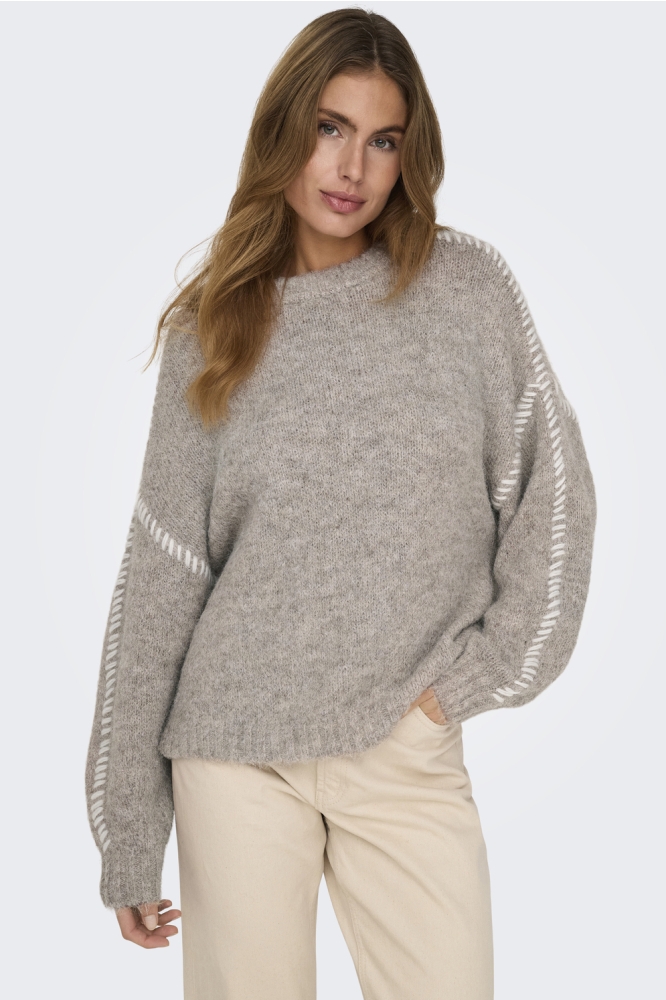 JDYZOEY LIFE L/S ON STITCH PULL KNT 15336758 Chateau Gray