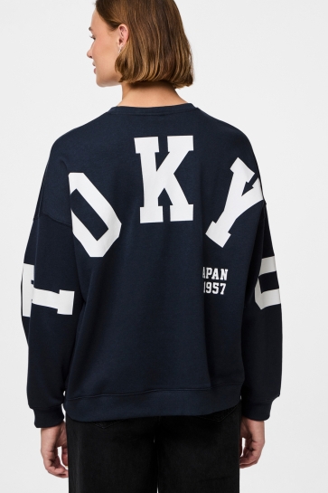 Pieces Trui PCFILY LS O-NECK OVERSIZED SWEAT JR 17160331 MARITIME BLUE/ TOKYO