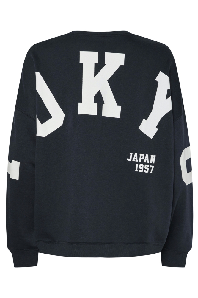 PCFILY LS O-NECK OVERSIZED SWEAT JR 17160331 MARITIME BLUE/ TOKYO