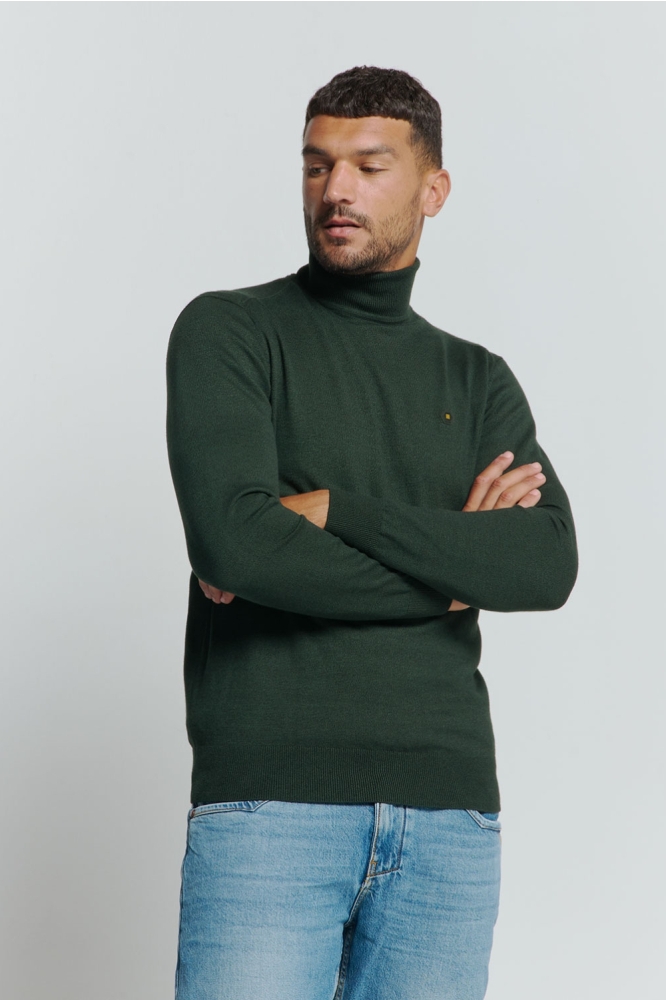 TWO TONE MELANGE TURTLENECK 25210982 052 DARK GREEN