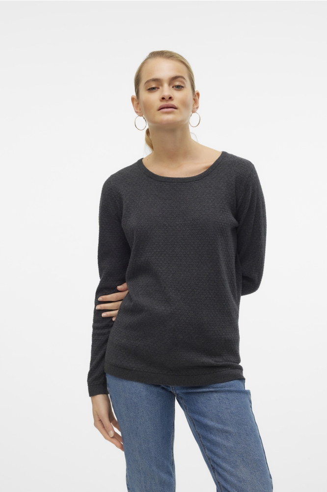 VMCARE STRUCTURE LS O-NECK BLOU NOO 10136644 Dark Grey Melange