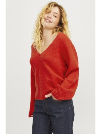 JJXX Trui JXEVI V-NECK KNIT SN 12261549 FIERY RED