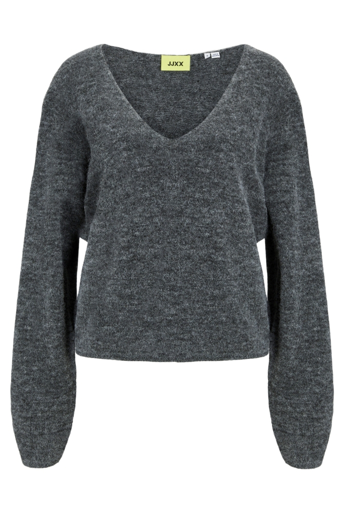 JXEVI V-NECK KNIT SN 12261549 DARK GREY MELANGE