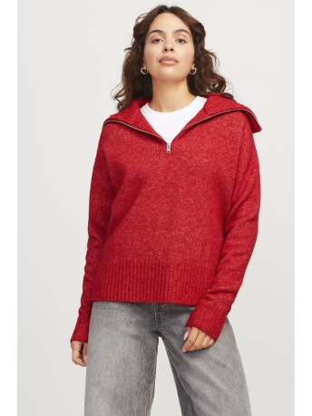 JJXX Trui JXSIKO DIVERSE HALF ZIP KNIT SN 12264926 RACING RED