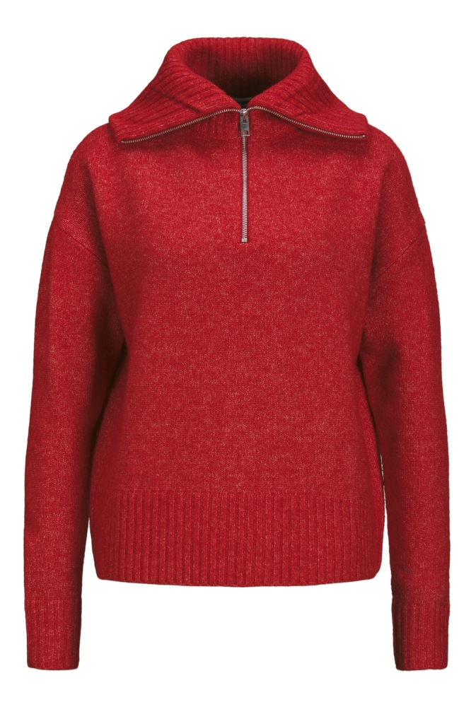 JXSIKO DIVERSE HALF ZIP KNIT SN 12264926 RACING RED