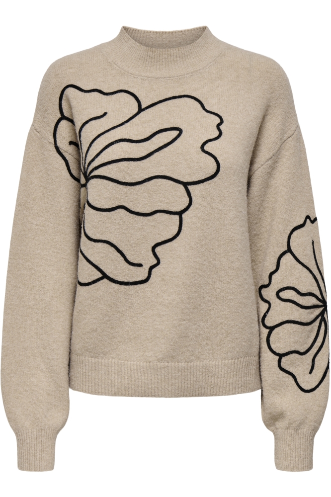 JDYJELLA L/S FLOWER PULLOVER KNT 15344518 CEMENT/MELANGE