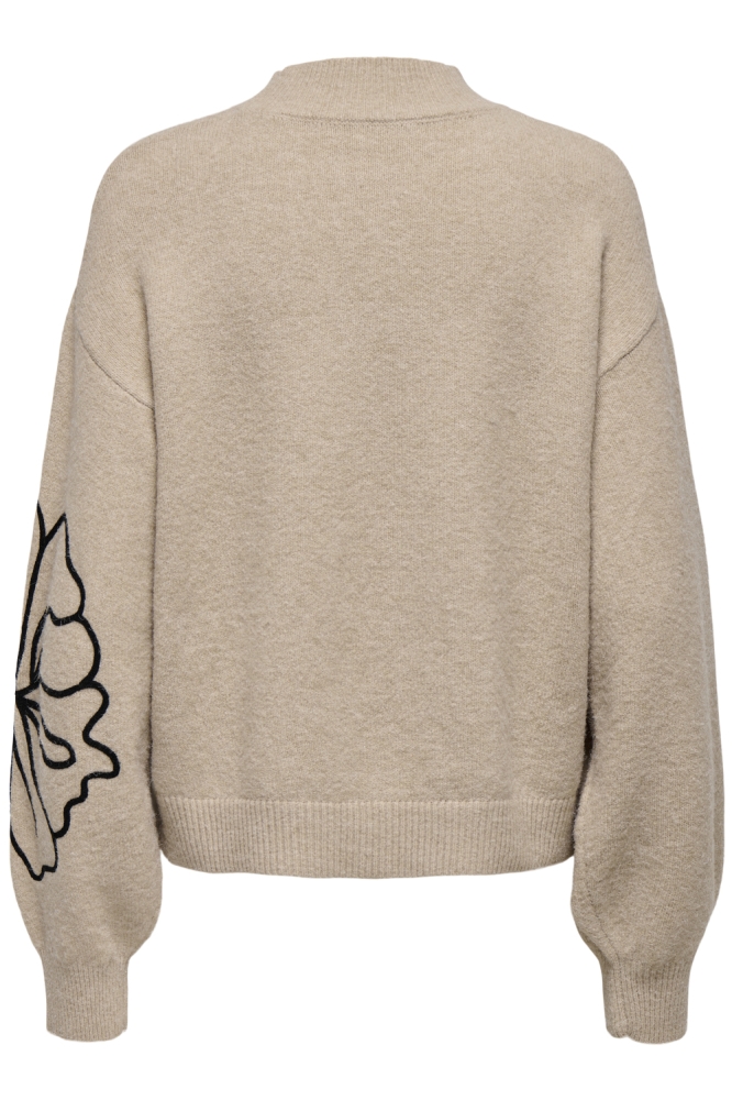 JDYJELLA L/S FLOWER PULLOVER KNT 15344518 CEMENT/MELANGE