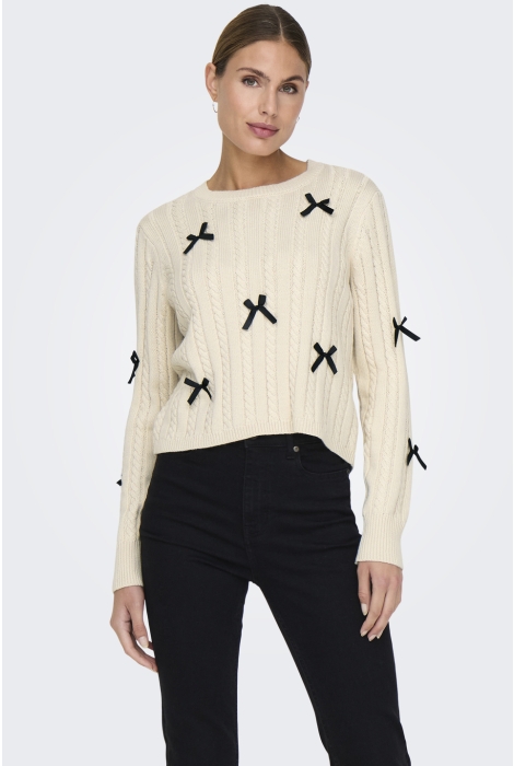 Jacqueline de Yong jdybow l/s o-neck cable pullover kn