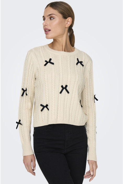 Jacqueline de Yong jdybow l/s o-neck cable pullover kn