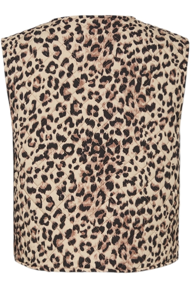 PCSARIA SHORT VEST 17156069 TANNIN/LEOPARD