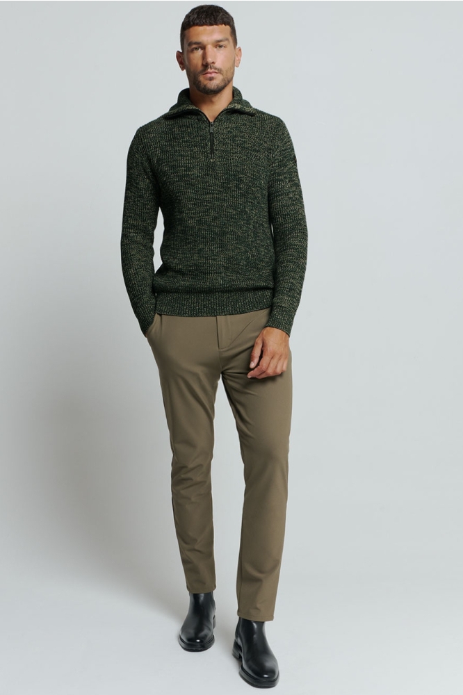 HALF ZIP SWEATER WITH HIGH COLLAR 25230926 052 DARK GREEN