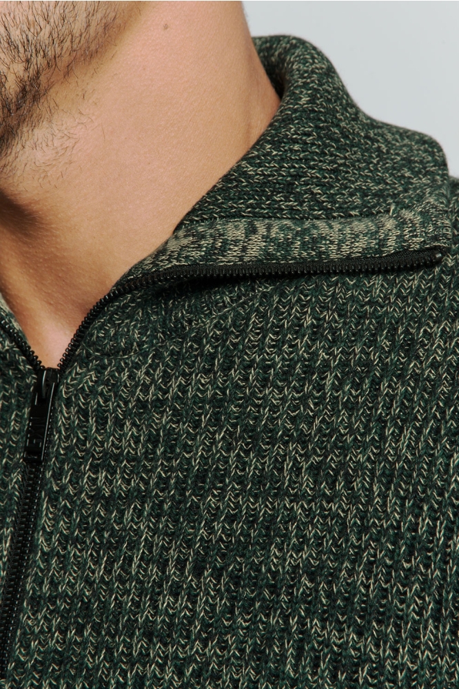 HALF ZIP SWEATER WITH HIGH COLLAR 25230926 052 DARK GREEN