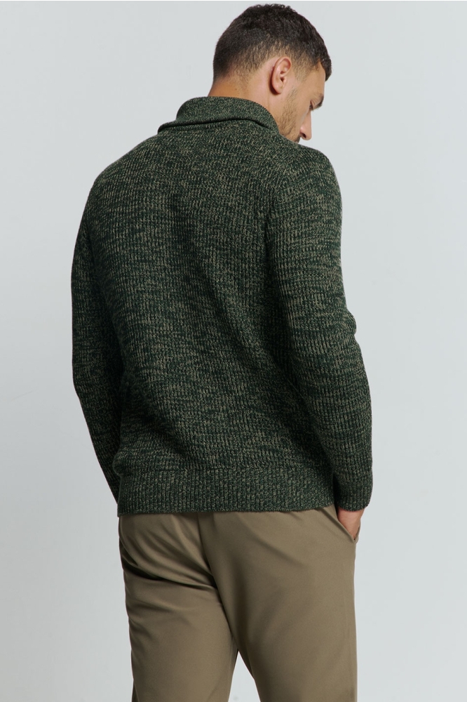 HALF ZIP SWEATER WITH HIGH COLLAR 25230926 052 DARK GREEN