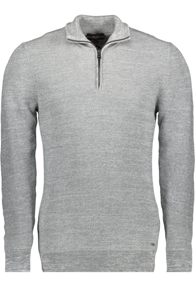 KNITTED HALF ZIP PULLOVER TW44411 800 GREY MELANGE