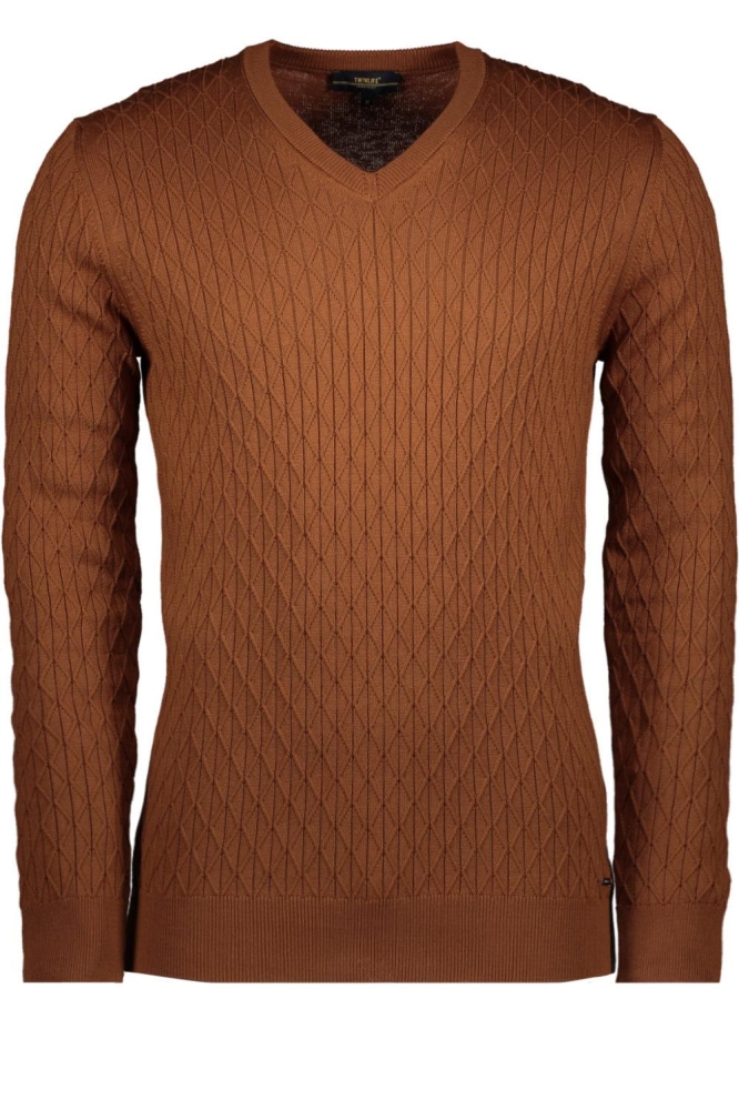 KNITTED V NECK PULLOVER TW44401 744 SORREL HORSE