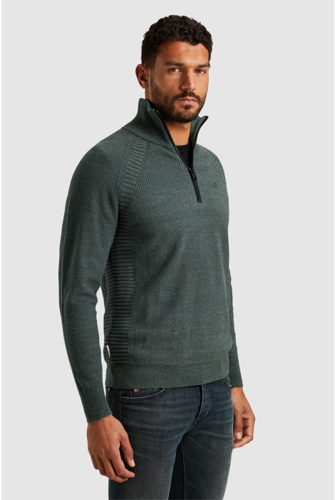 Cast Iron half zip collar cotton heather pla