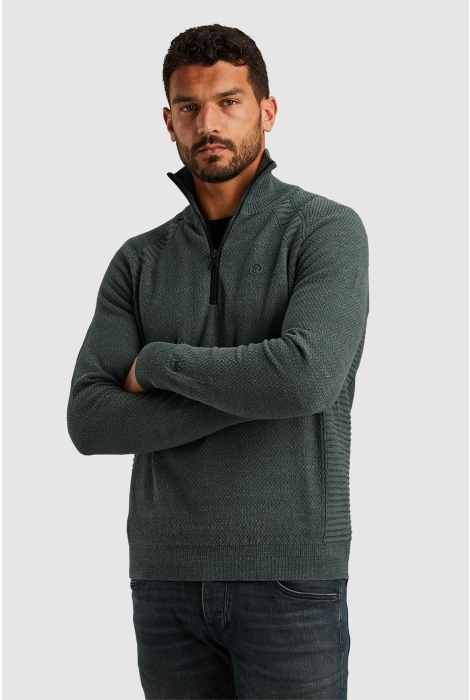 Cast Iron half zip collar cotton heather pla