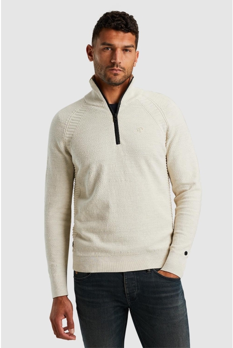 Cast Iron half zip collar cotton heather pla