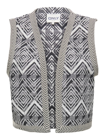 Only Vest ONLLILAH S/L JAQUARD VEST PNT CS 15331871 PUMICE STONE/BLACK PATT