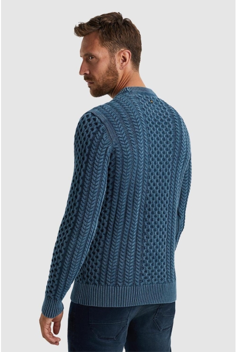 PME legend r-neck garment dye cable knit