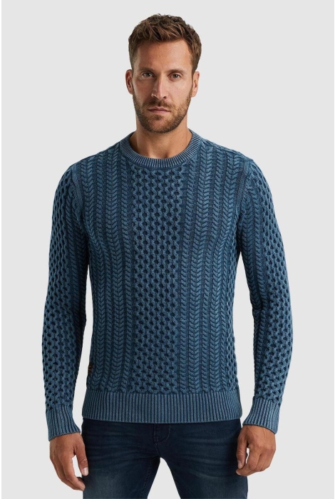 PME legend r-neck garment dye cable knit