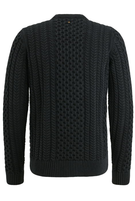 PME legend r-neck garment dye cable knit