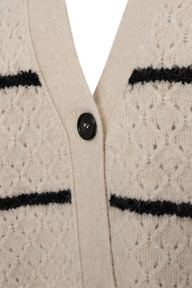 FQHARA CARDIGAN 205191 MOONBEAM MELANGE W BLACK