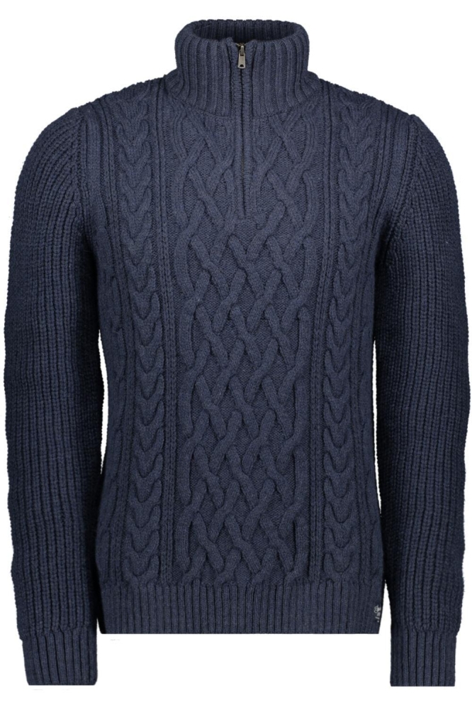 JACOB CABLE KNIT HALF ZIP M6110639A INDIGO