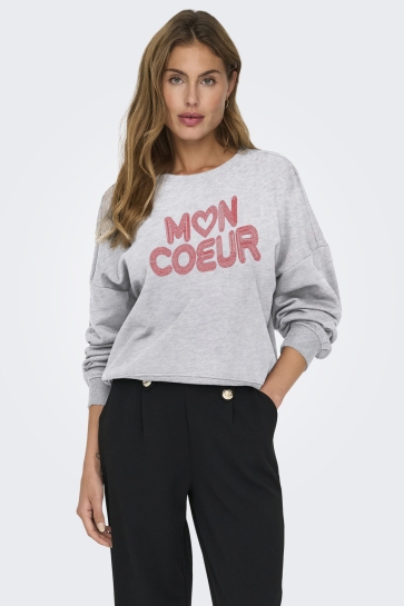 Only Trui ONLNOMI ROCK L/S CS SWT 15322092 LIGHT GREY MELA/COEUR