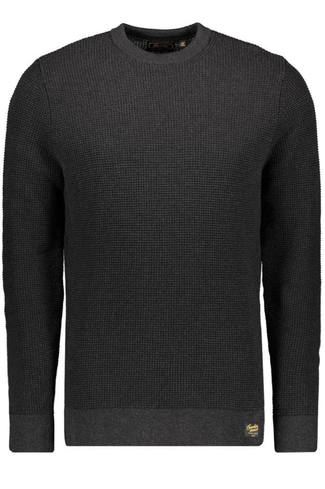 TEXTURED CREW KNIT JUMPER M6110657A RAVEN BLACK HEATHER