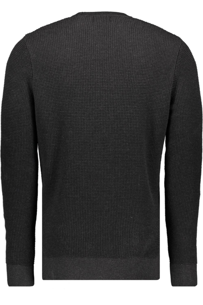 TEXTURED CREW KNIT JUMPER M6110657A RAVEN BLACK HEATHER