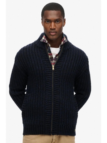 Superdry Vest CHUNKY KNIT ZIP THROUGH M6110592A NAVY BLACK TWIST