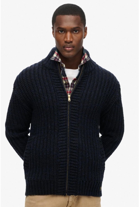 Superdry chunky knit zip through