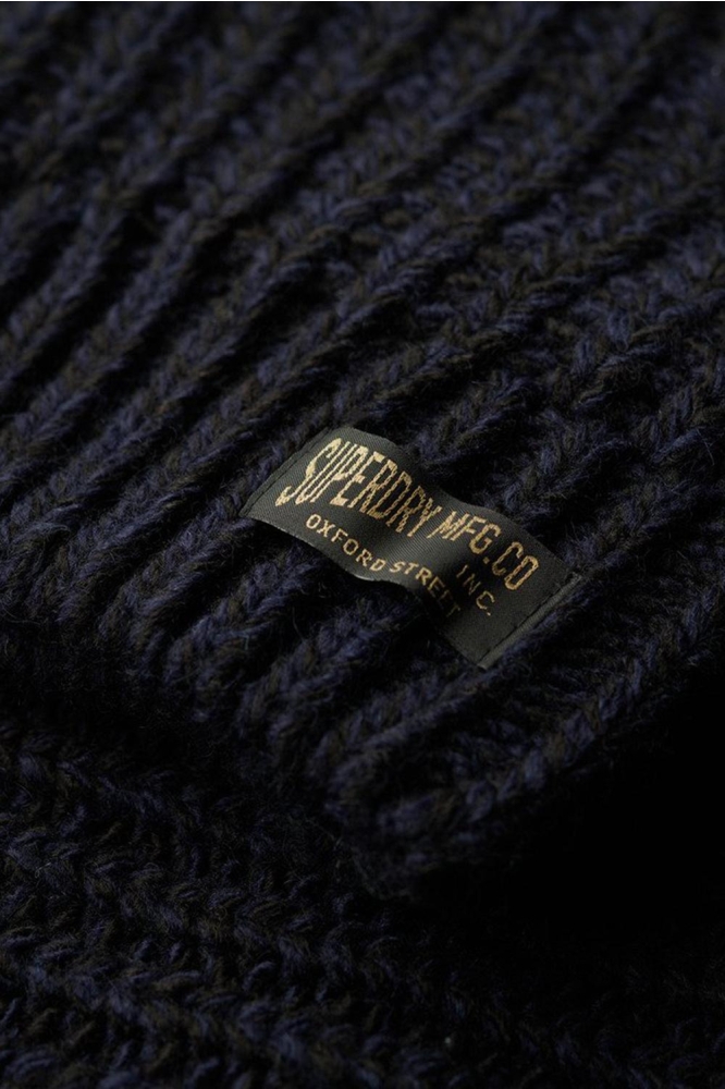 CHUNKY KNIT ZIP THROUGH M6110592A NAVY BLACK TWIST