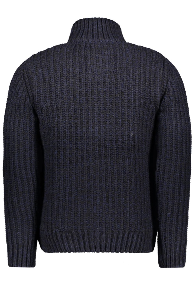 CHUNKY KNIT ZIP THROUGH M6110592A NAVY BLACK TWIST