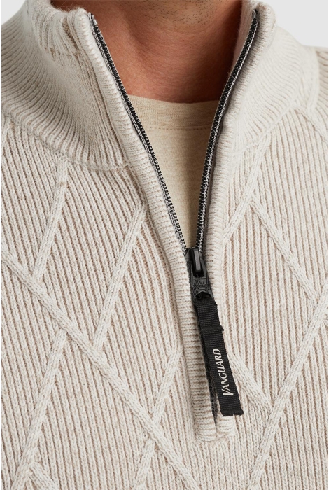 Vanguard half zip collar cotton blend wool