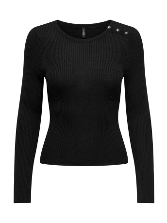 Only Trui ONLMILLE LS GLITTER BUTTON O-NECK K 15332209 BLACK